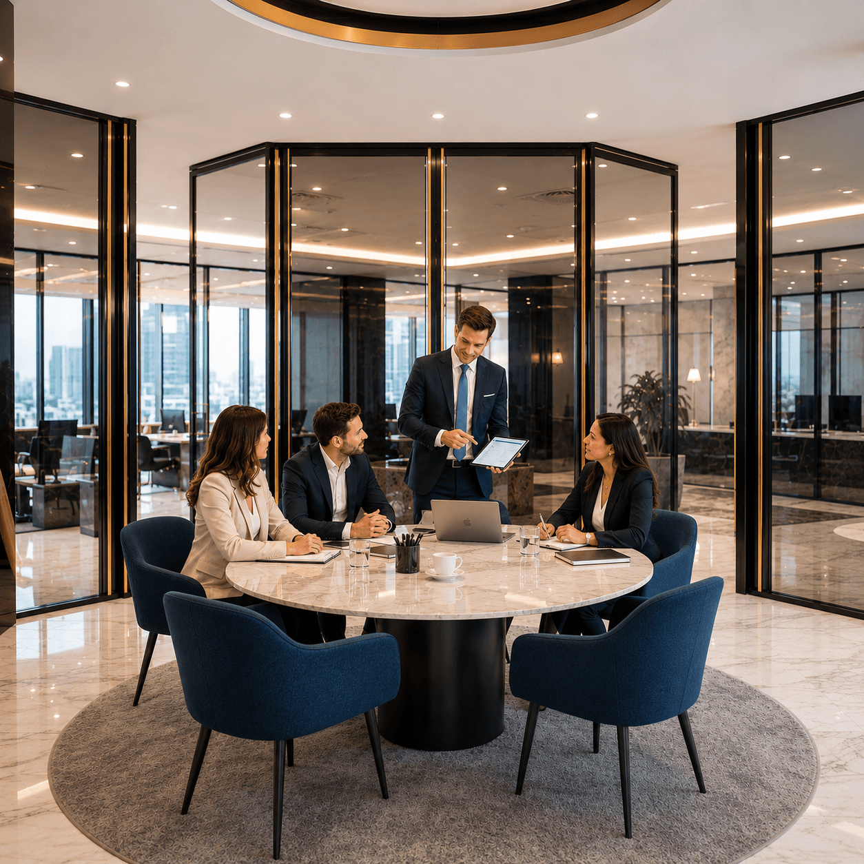 Auditors reviewing a trust account audit workflow with a client